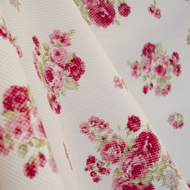 Tela Piqué Estampado Ramo Rosa - Ribes y Casals