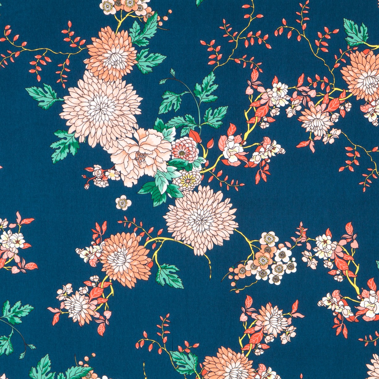 Tela Poliéster Flores Canard - Ribes y Casals