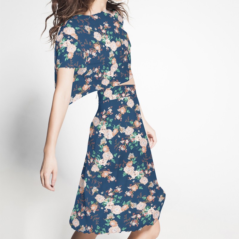 Tela Poliéster Flores Canard - Ribes y Casals