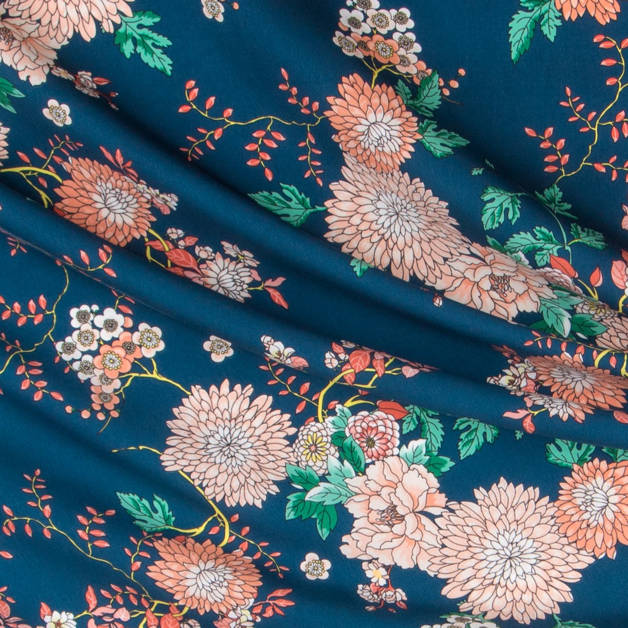 Tela Poliéster Flores Canard - Ribes y Casals