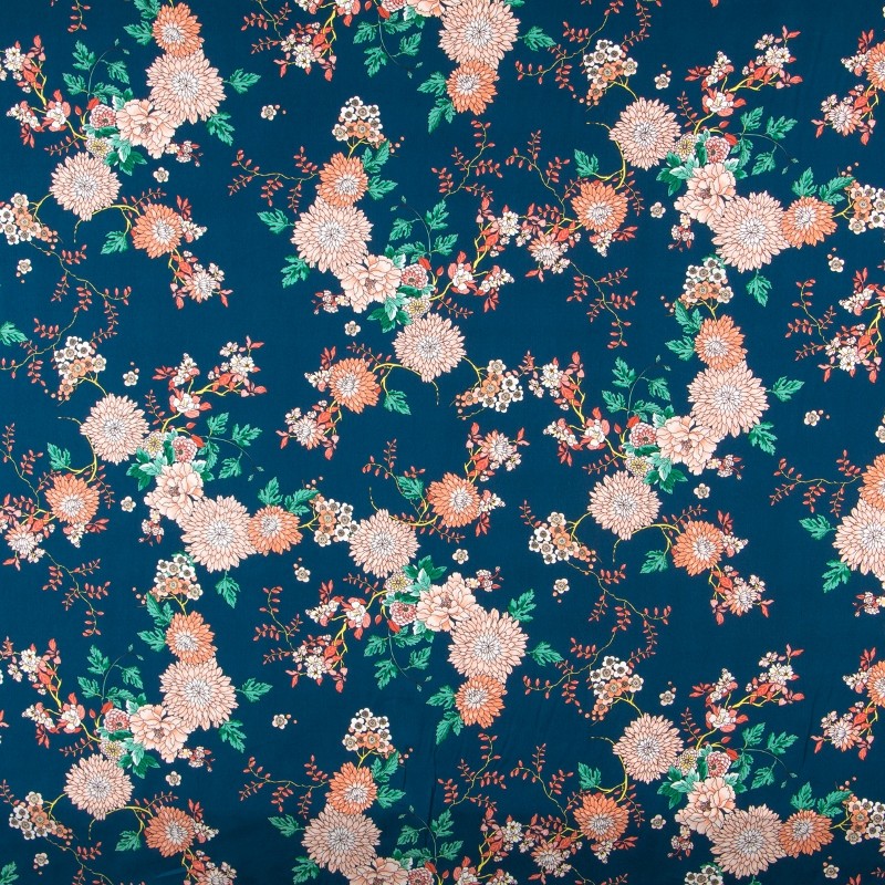 Tela Poliéster Flores Canard - Ribes y Casals