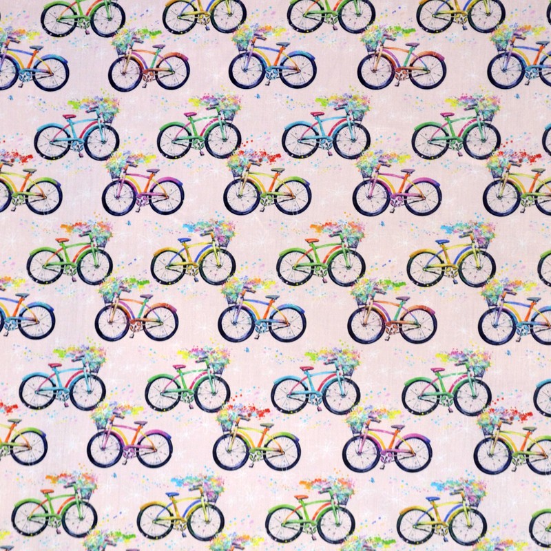 Popelín Algodón Bicicletas Rosa - Ribes y Casals
