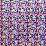 Popelín Estampado Flores Hippies Morado - Ribes y Casals