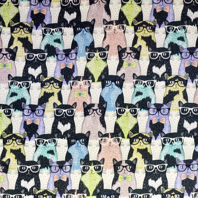 Popelín Algodón Gatitos Gafas Multicolor - Ribes y Casals