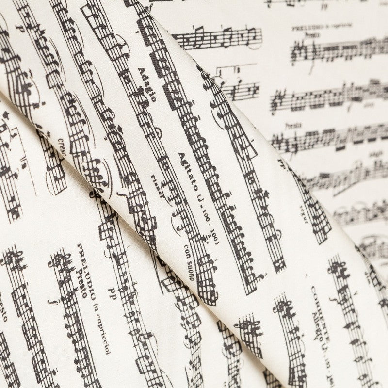Popelín Algodón Notas Musicales Cruda - Ribes y Casals