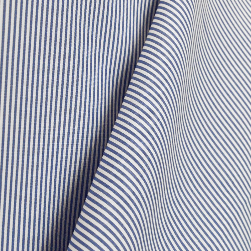 Tela Popelín Camisa Rayas Vichy Azul - Ribes y Casals