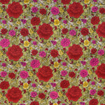 Tela Popelín Flamenca Clavel Fondo Crudo - Ribes y Casals