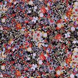 Tela Popelín Flamenca Flor Kimono Negra - Ribes y Casals