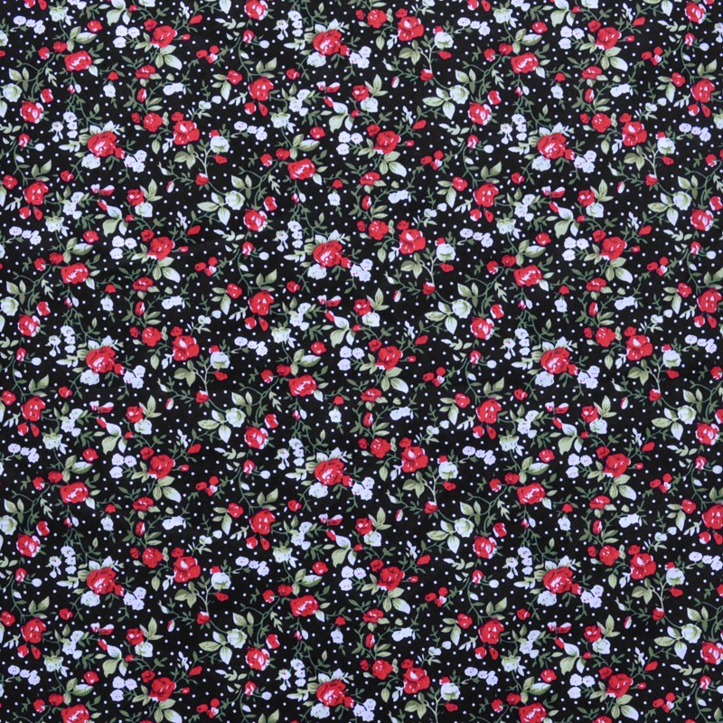 Tela Popelín Flamenca Liberty Flor Roja - Ribes y Casals