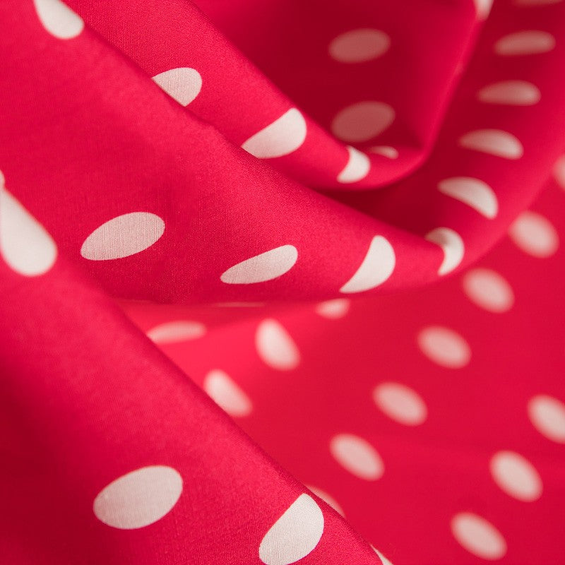Tela Popelín Flamenca Lunar Fondo Rojo - Ribes y Casals
