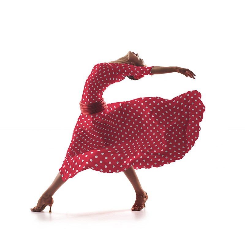 Tela Popelín Flamenca Lunar Fondo Rojo - Ribes y Casals