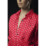 Tela Popelín Flamenca Lunar Fondo Rojo - Ribes y Casals