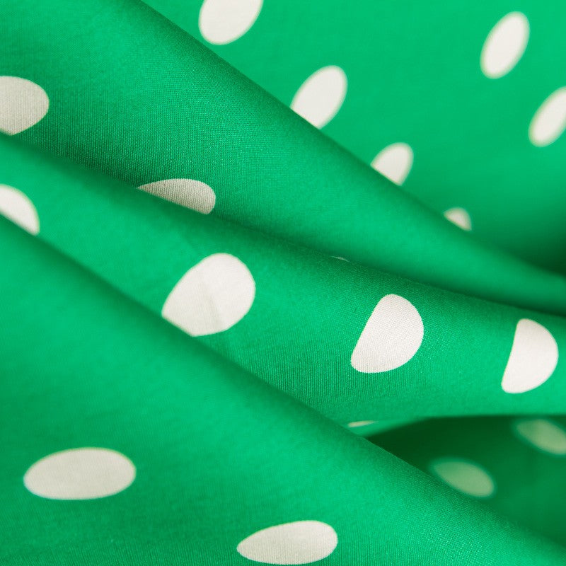 Tela Popelín Flamenca Lunar Fondo Verde - Ribes y Casals