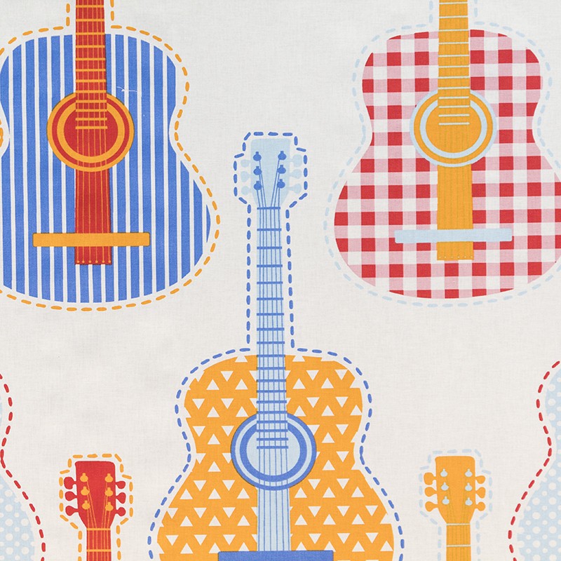 Tela Popelín Guitars Cruda - Ribes y Casals