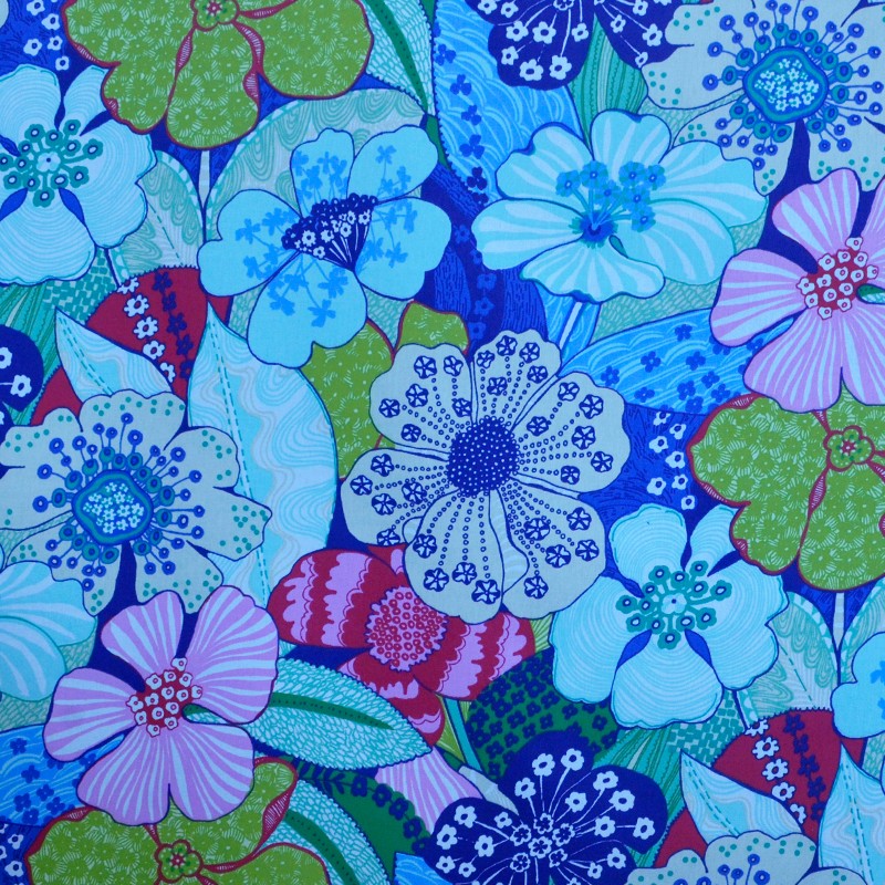 Tela Popelín Panel Floral Multicolor - Ribes y Casals