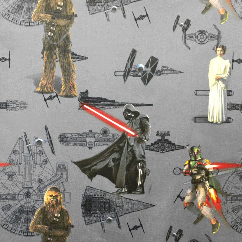 Tela Popelín Star Wars Gris - Ribes y Casals