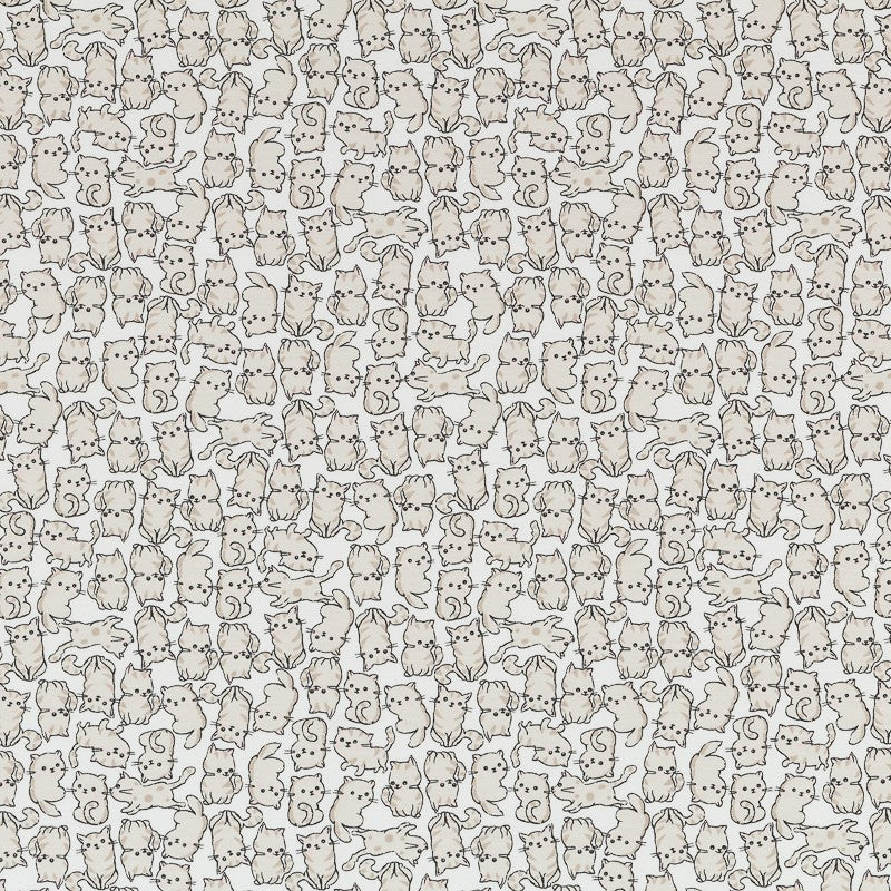 Tela Punto Felpa Gatitos Beige - Ribes y Casals