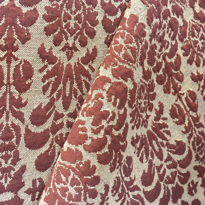 Tela Punto Jacquard Barroco Granate - Ribes y Casals