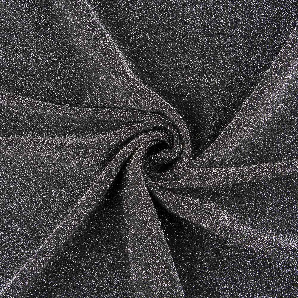 Retal Tela Punto Lamé Plata Negro 105x145 cm - Ribes y Casals