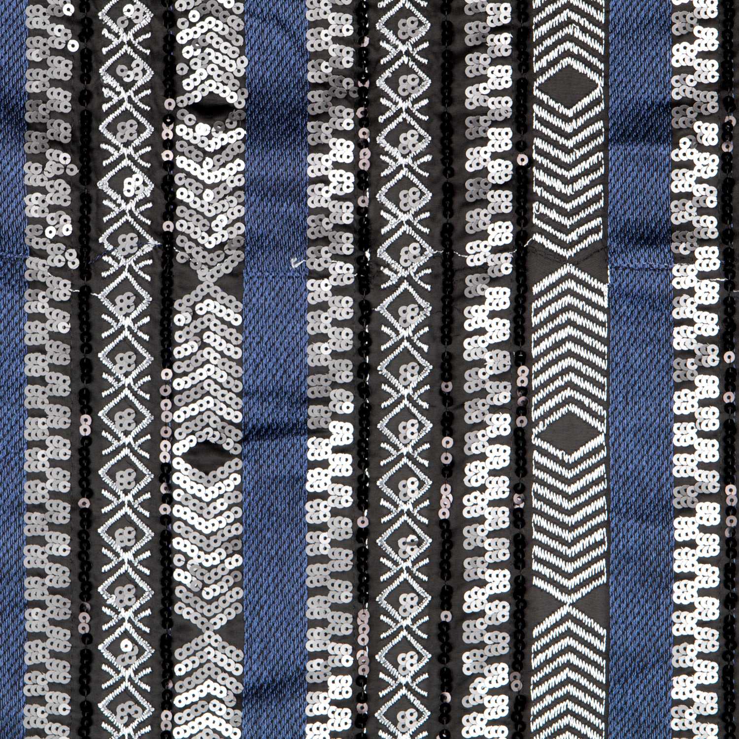 Tela Punto Lycra Lentejuela Étnica Azul - Ribes y Casals