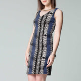 Tela Punto Lycra Lentejuela Étnica Azul - Ribes y Casals