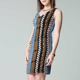 Tela Punto Lycra Lentejuela Étnica Cobre - Ribes y Casals