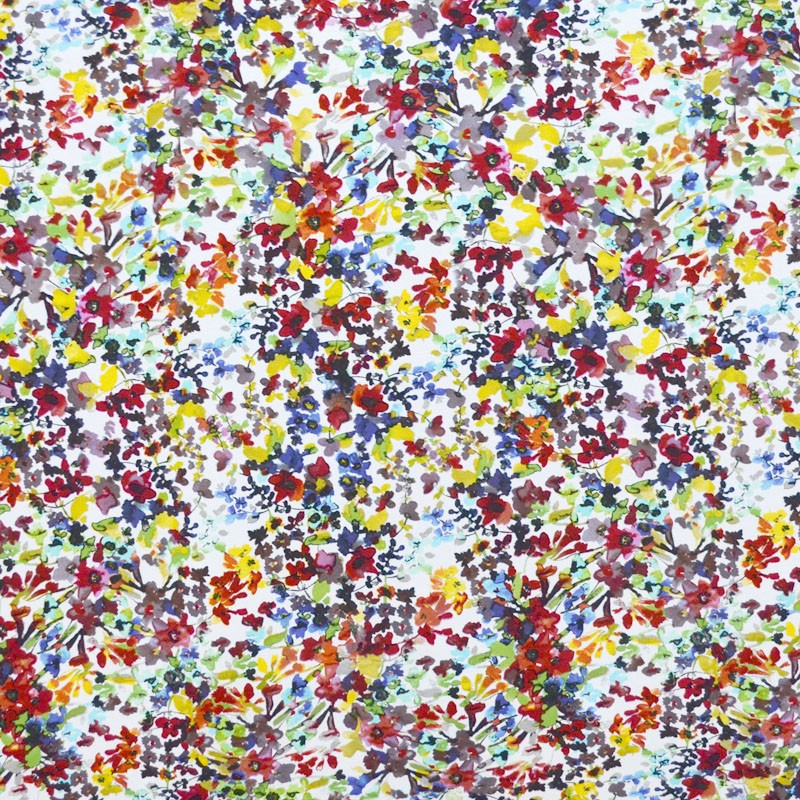 Tela Punto Viscosa Mosaico Flor Amarilla - Ribes y Casals