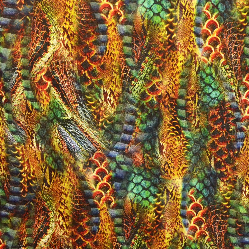 Tela Punto Viscosa Serpiente Naranja - Ribes y Casals