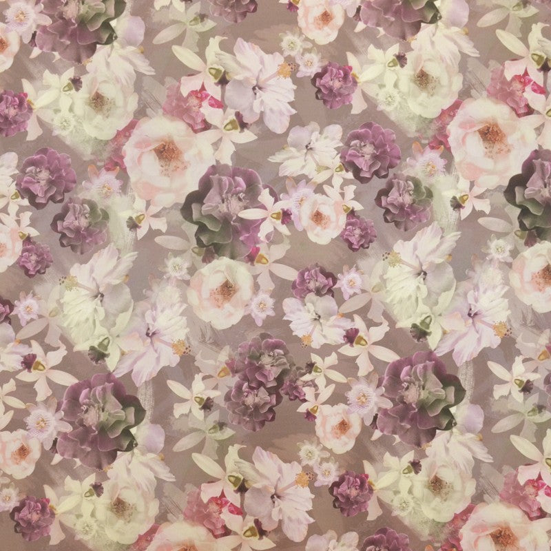 Tela Raso Mikado Bouquet Lila - Ribes y Casals