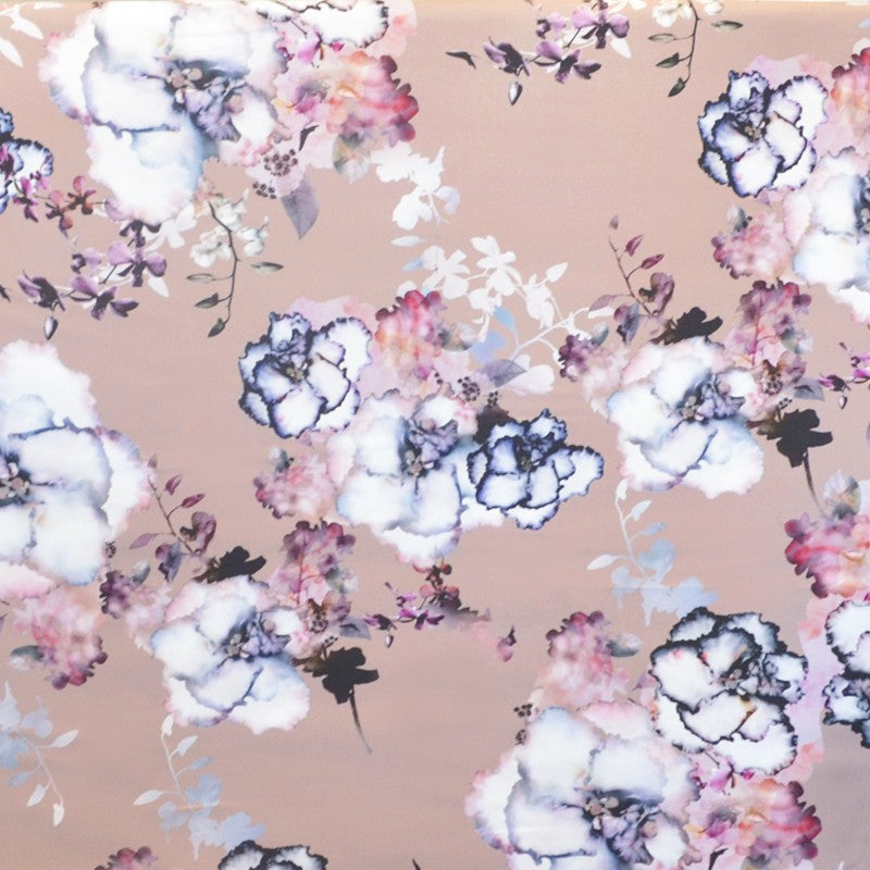 Tela Raso Mikado Manchas Floral Nude - Ribes y Casals