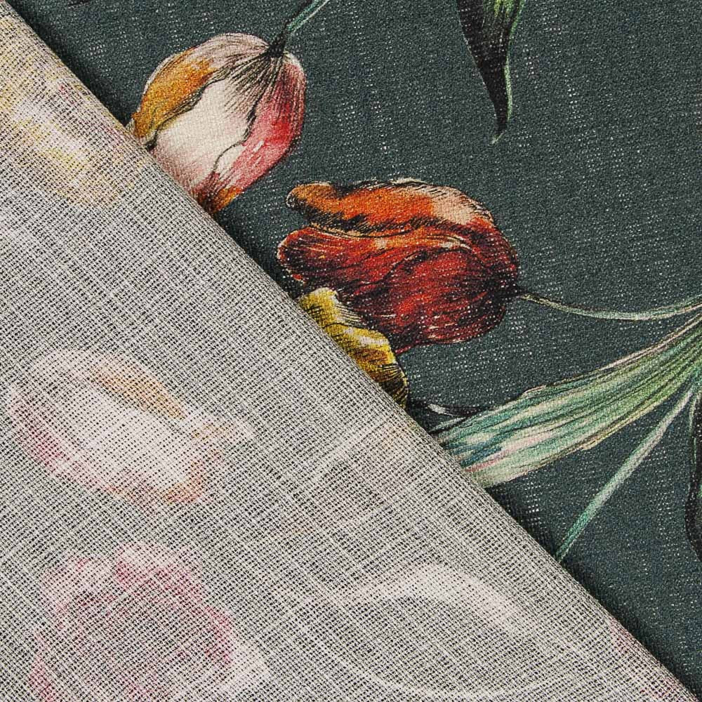 Tela Rústica Flores Verde Oscuro - Ribes y Casals