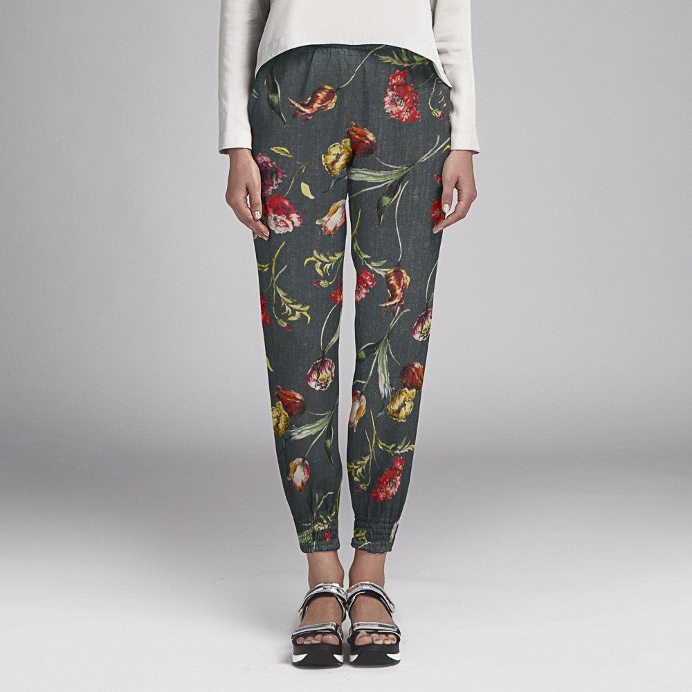 Tela Rústica Flores Verde Oscuro - Ribes y Casals