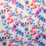 Tela Sarga Poliéster Flores Fondo Rosa - Ribes y Casals