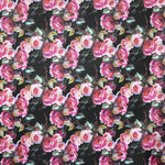 Tela Shantung Floral Fondo Negro - Ribes y Casals