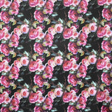 Tela Shantung Floral Fondo Negro - Ribes y Casals