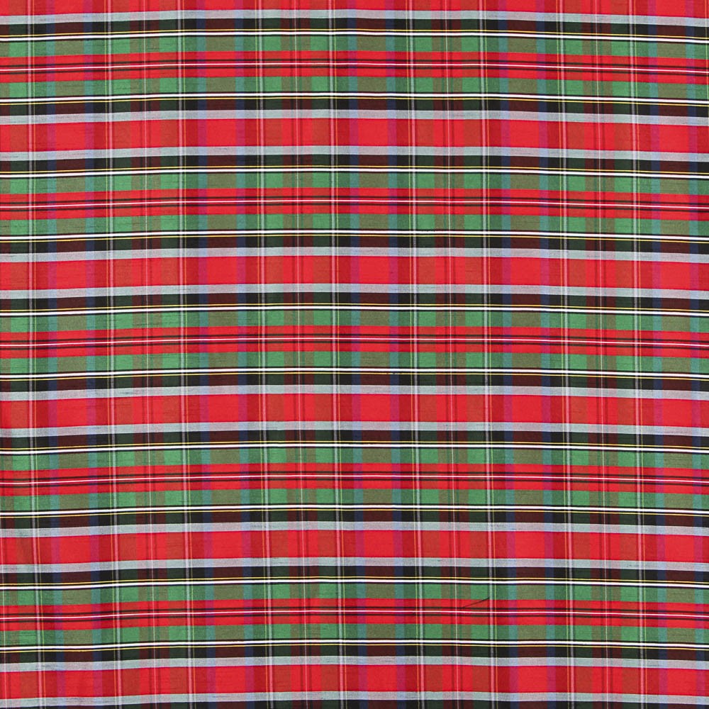 Shantung Poliéster Cuadro Rojo Azul - Ribes y Casals