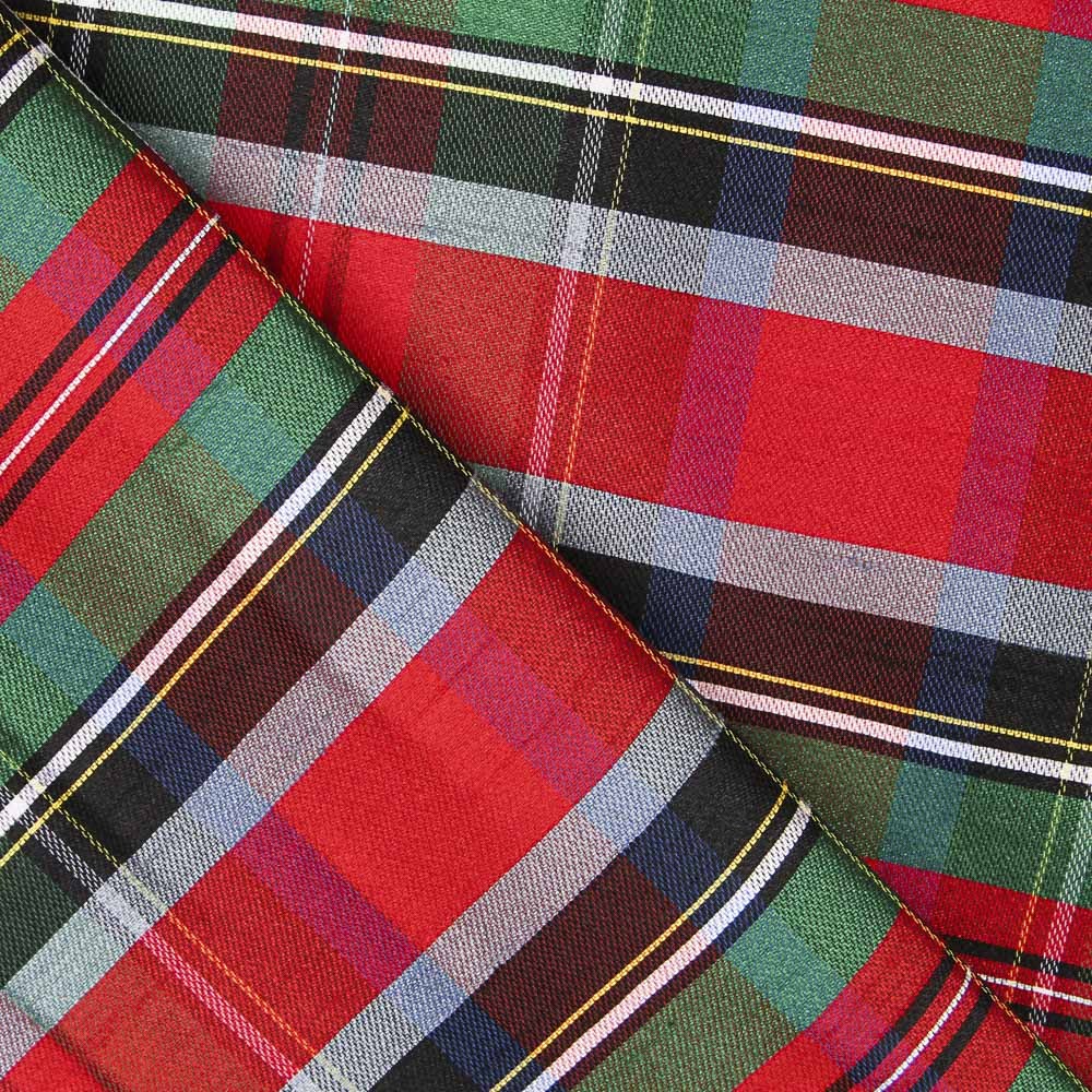 Shantung Poliéster Cuadro Rojo Azul - Ribes y Casals