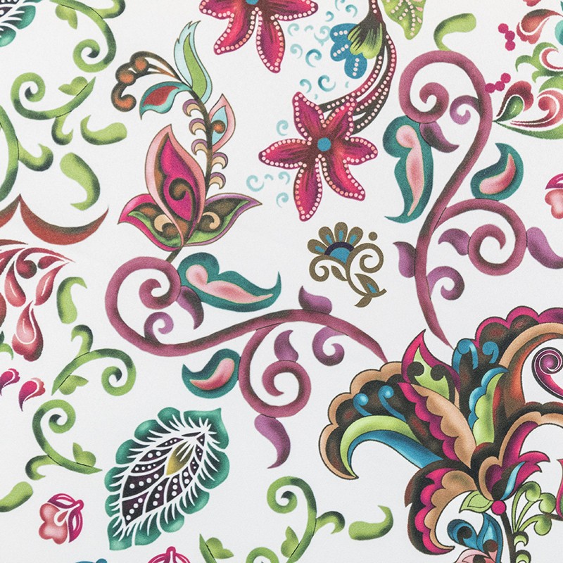 Tela Stretch Flor Oriental Fucsia - Ribes y Casals