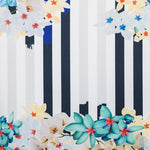 Tela Stretch Rayas Floral Azul - Ribes y Casals