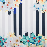 Tela Stretch Rayas Floral Azul - Ribes y Casals