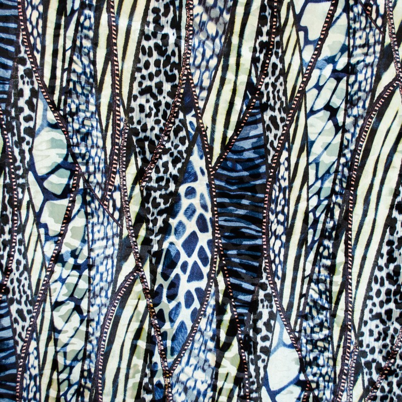 Tela Terciopelo Animal Azul - Ribes y Casals