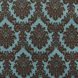 Tela Terciopelo Estampada Barroco Turquesa - Ribes y Casals
