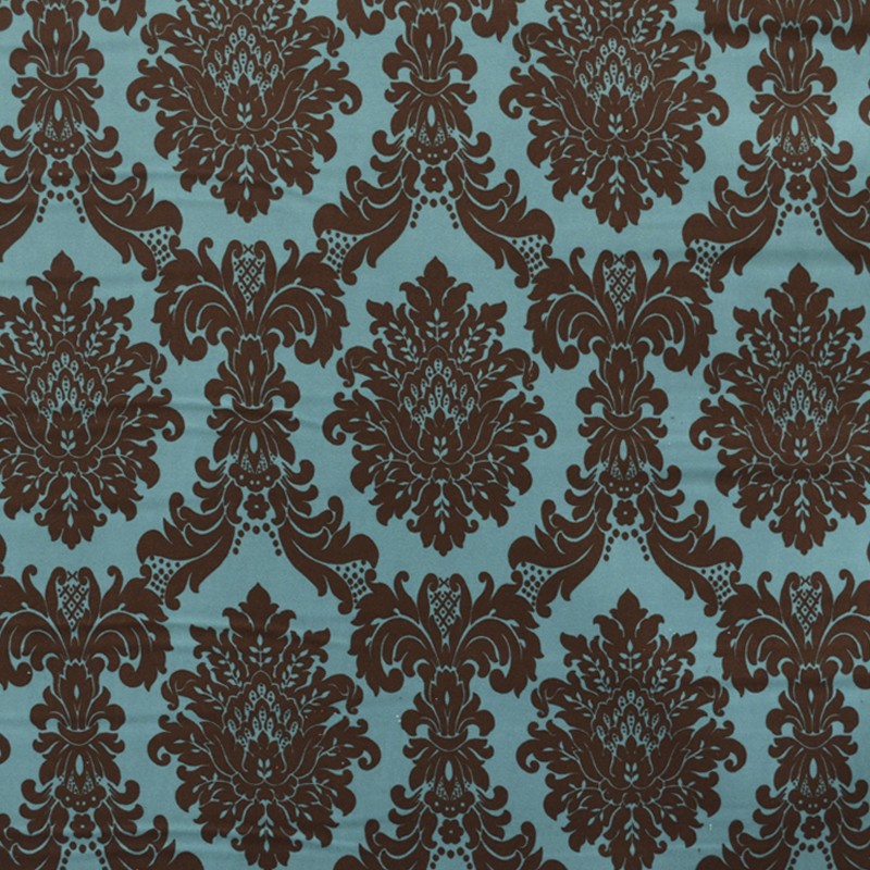 Tela Terciopelo Estampada Barroco Turquesa - Ribes y Casals
