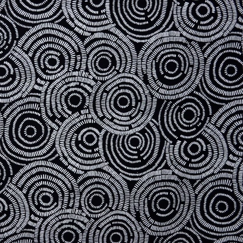 Tela Terciopelo Estampada Círculos Negro - Ribes y Casals