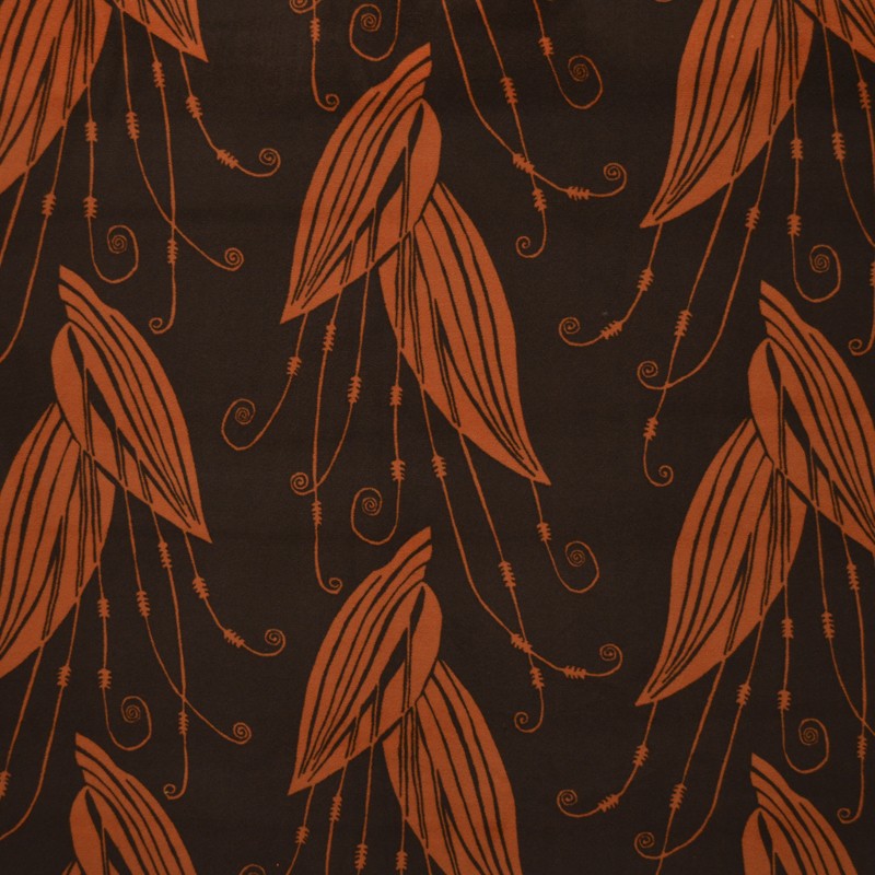 Tela Terciopelo Estampada Hoja Naranja - Ribes y Casals