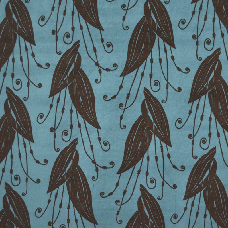 Tela Terciopelo Estampada Hoja Turquesa - Ribes y Casals