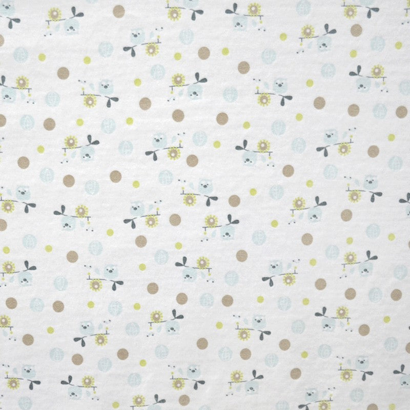 Tela Tondosada Estampada Búhos Azul Cielo - Ribes y Casals