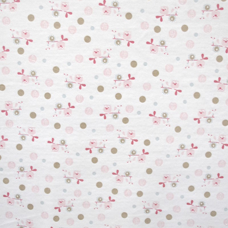 Tela Tondosada Estampada Búhos Rosa Bebé - Ribes y Casals