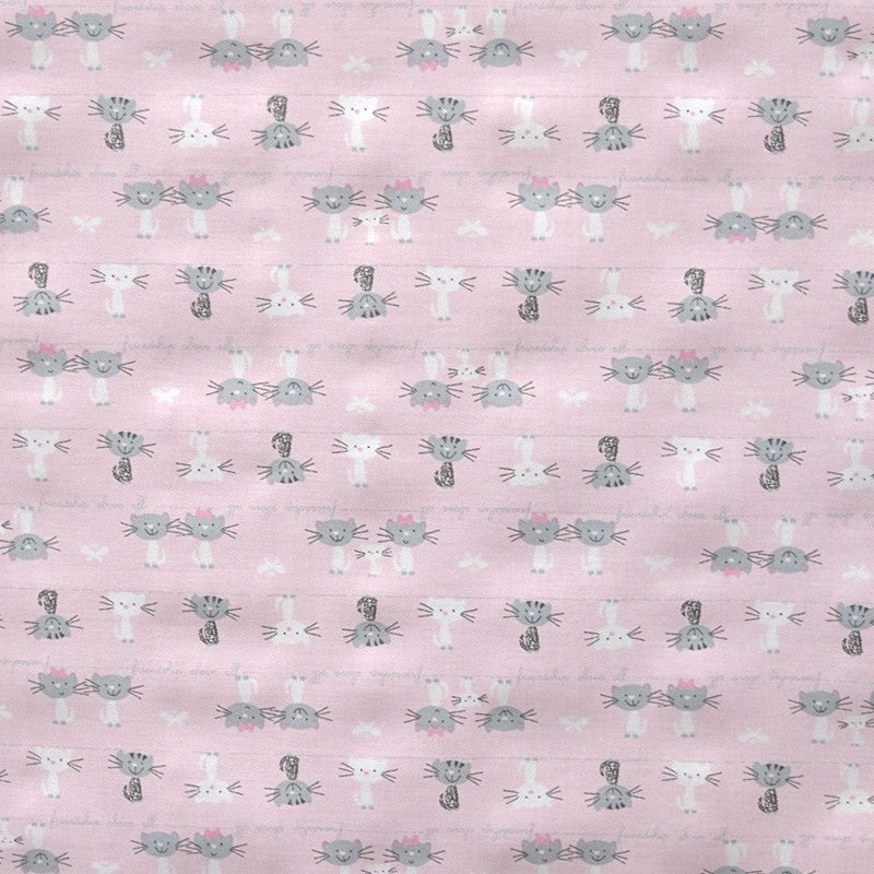 Tela Villela Estampada Gatitos Rosa Bebé - Ribes y Casals