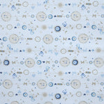 Tela Villela Estampada Pollitos Azul Cielo - Ribes y Casals